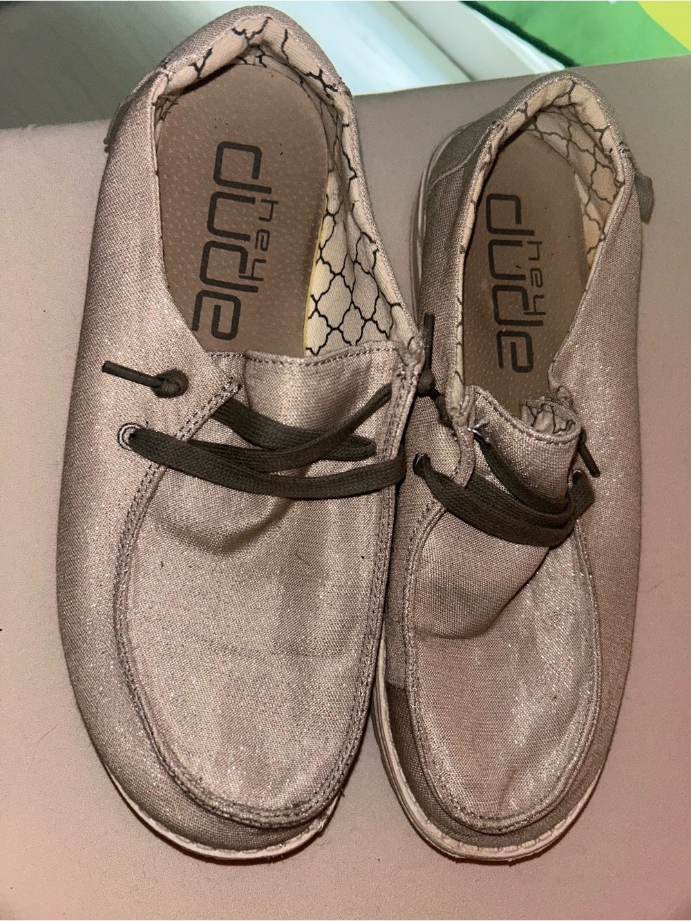 Women's Hey Dude Silver Lace-Up Canvas Shoes